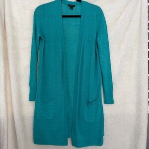 Halogen Turquoise Long Linen Cardigan - Size XS